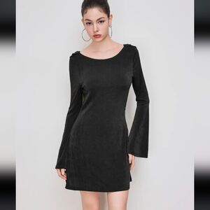 Cider Black Backless Dress with Gold Detail